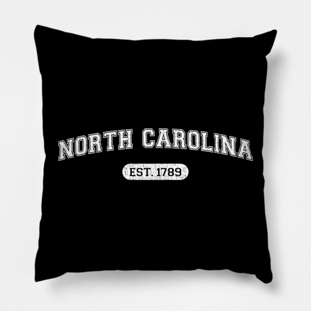 Classic College-Style North Carolina 1789 Distressed University Design Pillow by Webdango