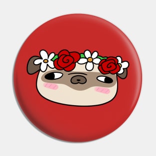 Flower Crown Pug Pin