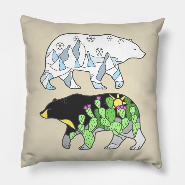 Two Bears Pillow by natelledrawsstuff