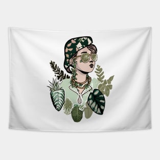 Monstera Plant Lady Tapestry