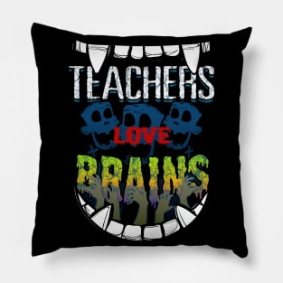 Teachers Love Brains Halloween Pillow