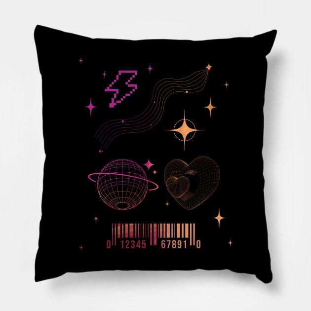 Aesthetic Y2K Abstract geometry Pillow by Milochka