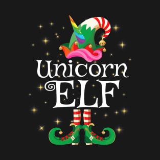 Unicorn Elf Girls Women Funny Matching Christmas Elf T-Shirt