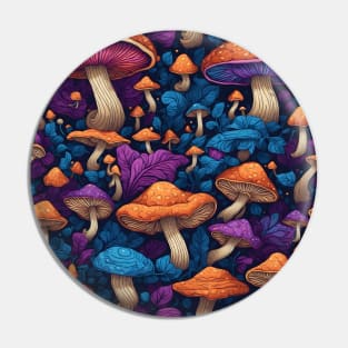 Colorful Mushrooms Forest Pin