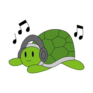 Green Turtle with Headphones T-Shirt