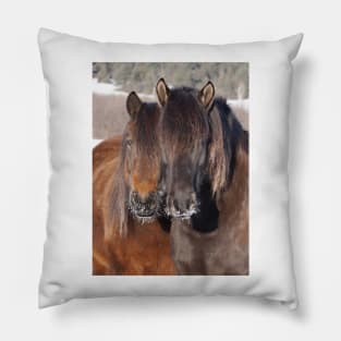 Two horses in winter Pillow