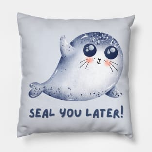 Seal You Later Cute Kawaii Funny Ocean Animal Pun Pillow