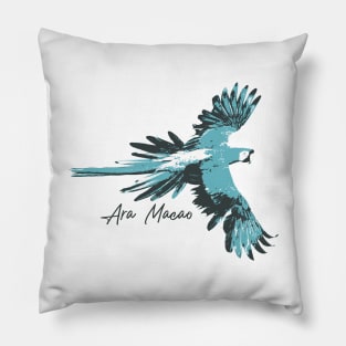 Ara Macao Bird Illustration Pillow