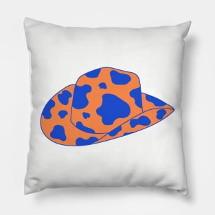 Orange and Light Blue cowboy hat Pillow