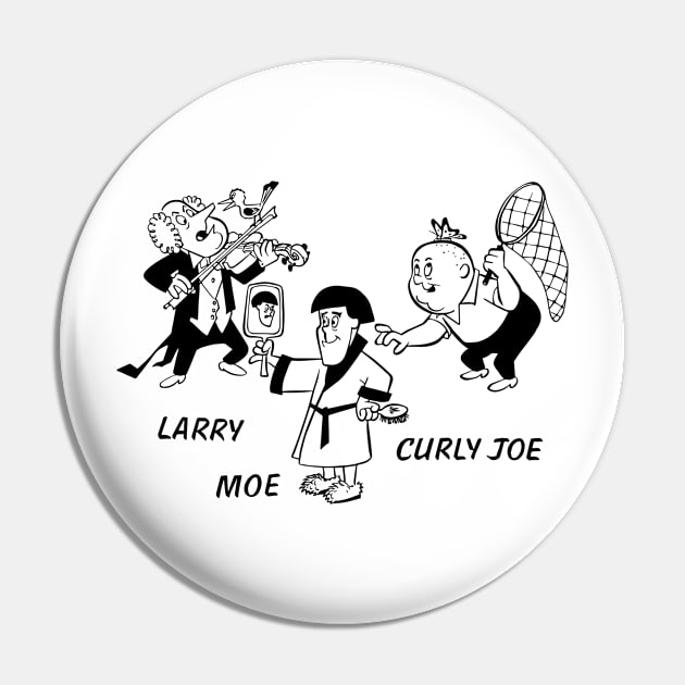 3 Stooges Cartoon Pin by Chewbaccadoll