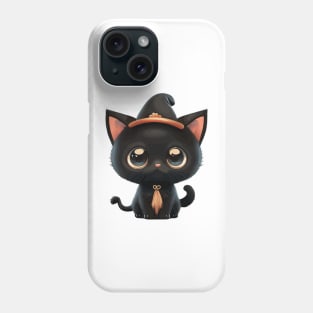 Cute black Halloween kitty in a hat Phone Case