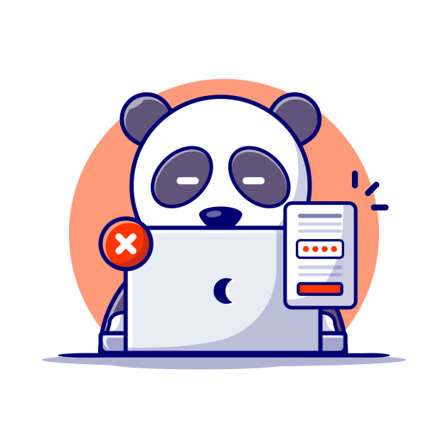 Cute Panda Working With Laptop And Forgot The Password by Catalyst Labs