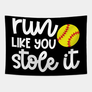 Run Like You Stole It Softball Player Mom Dad Funny Tapestry