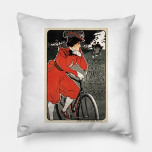 LEGIA Cycles Belgium Art Nouveau Vintage Bicycle Advertisement Pillow