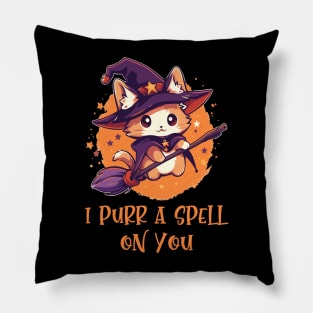 Funny Cat Pun Witch Spell Graphic Men Kids Women Halloween Pillow