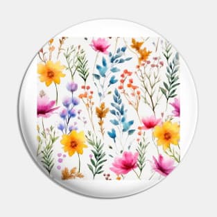 Watercolor Assorted Wildflowers Pattern 1 Pin