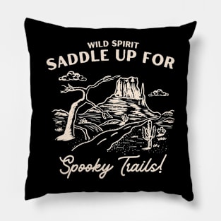 Saddle Up for Spooky Trails! Western Halloween, wild west Pillow