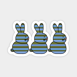 Three Easter Bunny Rabbits Crete Palm Stripes Magnet