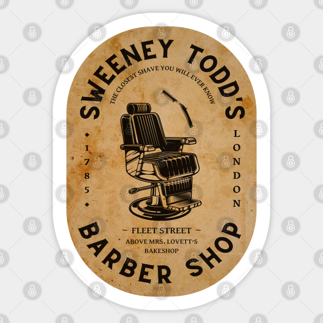 Sweeney | Barber Shop Logo w/ Background - Barber - Sticker | TeePublic
