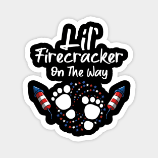 Little Firecracker On The Way american flag Magnet