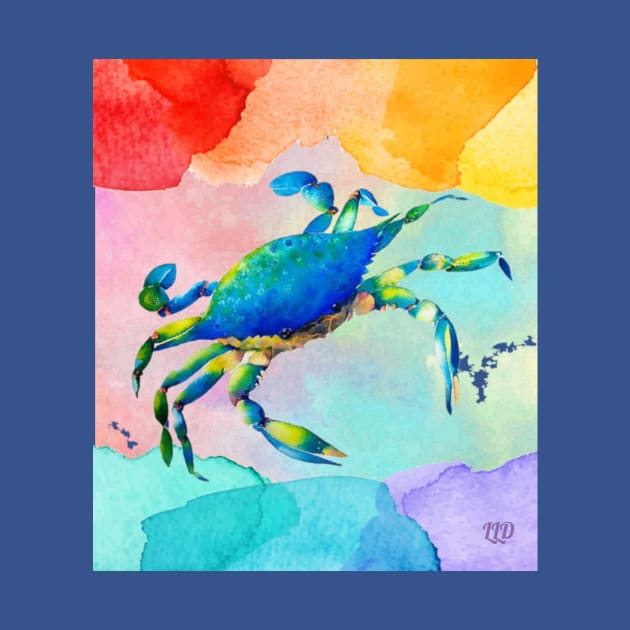 Blue Crab Watercolor by LittleLuxuriesDesigns