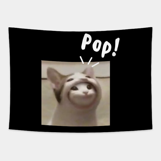 Pop Cat My Beloved Cat Meme Oatmeal Tapestry by BobaPenguin