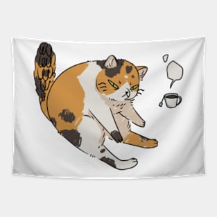 Cat with coffee Tapestry