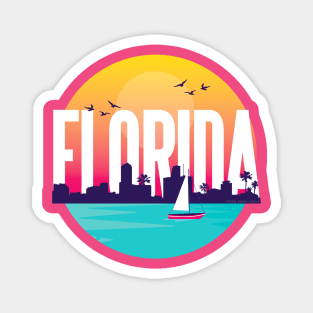 Beautiful FLORIDA with Skyline and Sailboat Magnet