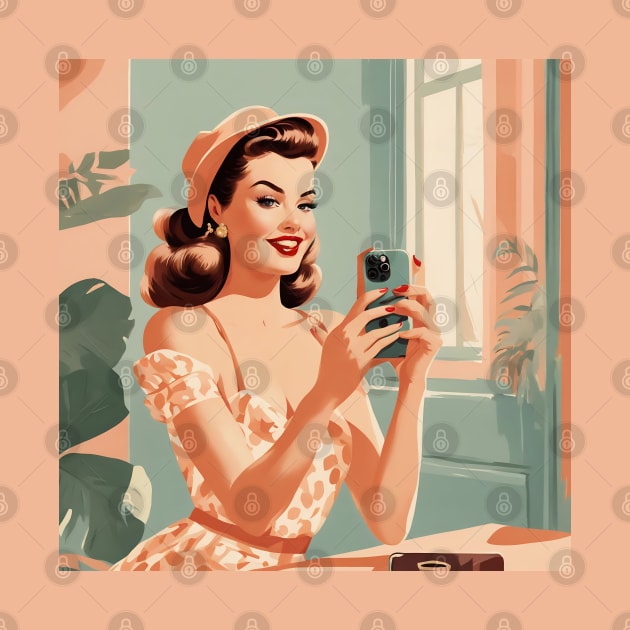 Snapshot Vintage Vanity Mirror Selfie Pin Up Art by di-age7