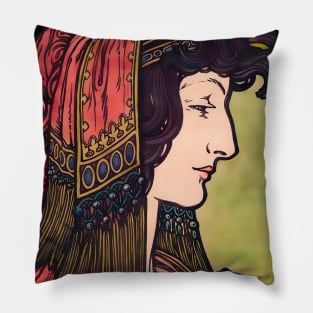 Woman Bust Art Nouveau colorful vintage Pillow