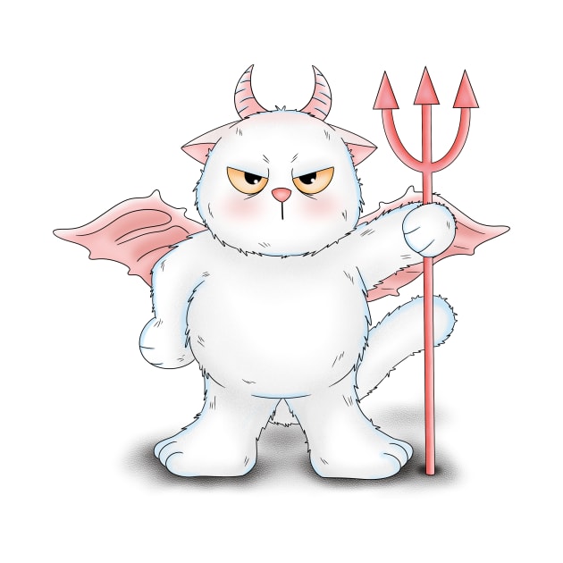 Devil White Cat by Athikan