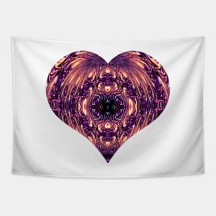 Fractal Romance and Love Heart Series Purple and Copper Fireworks Tapestry