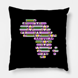 Kente, Africa Map with Stripes, Ghana Pattern Pillow