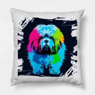 Fluffy Lhasa Apso Poster Print Artwork Pillow