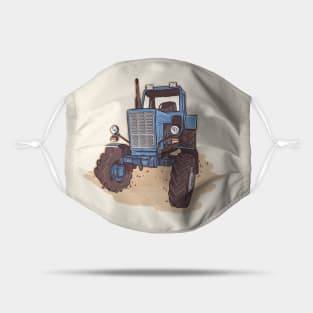 Old blue rusty tractor Mask