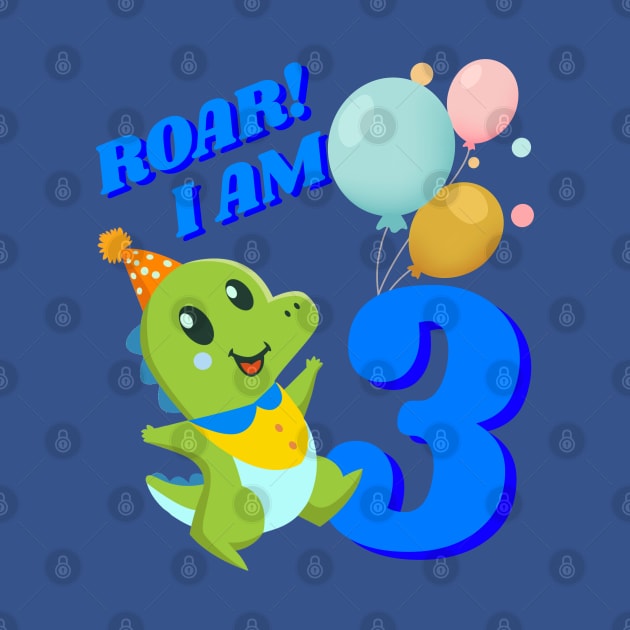 3rd Birthday Child Kid Dino Dinosaur ROAR by Little Treasures