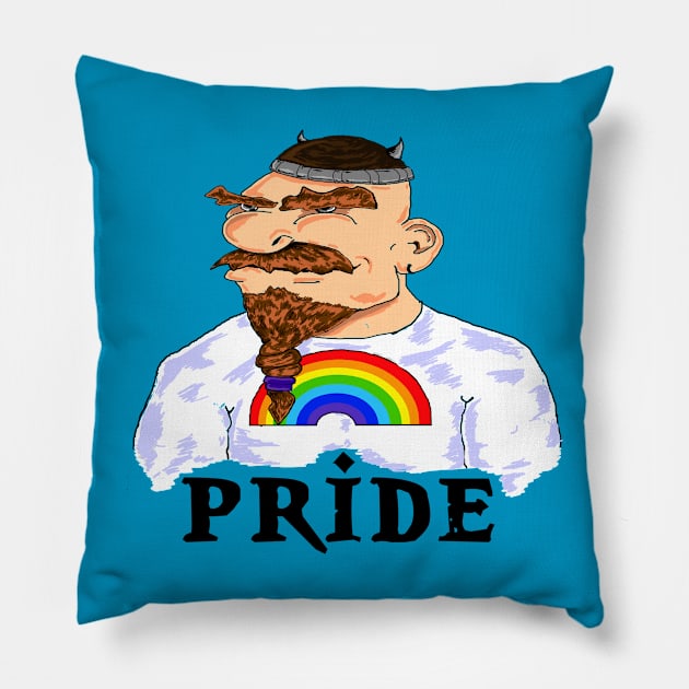 Dwarven Gay Pride Pillow by JaxRuan