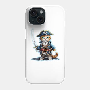 Cute street cat wearing a a pirate outfit and a sword Phone Case