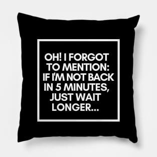 If I'm not back in five minutes, just wait longer. Pillow