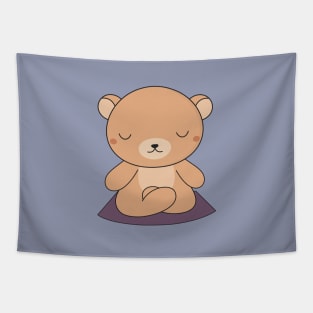 Yoga time for my kawaii brown bear Tapestry