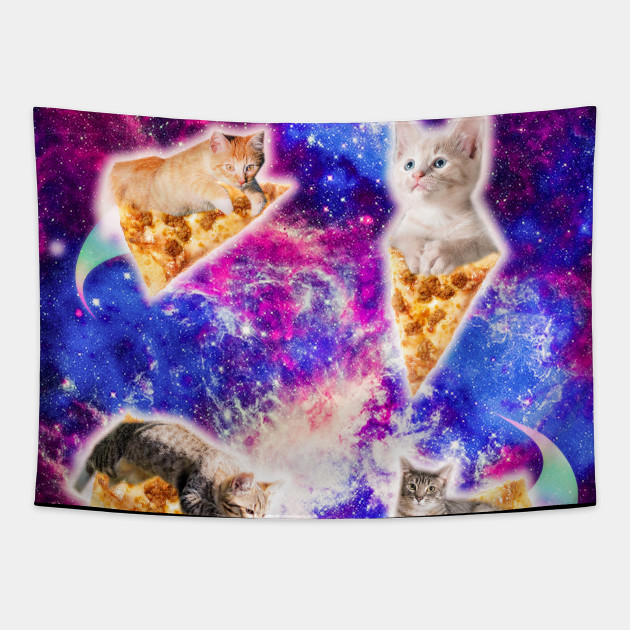 Funny Cute Space Cat DJ Music Pizza Fits Galaxy Kitty Pattern Fits Po