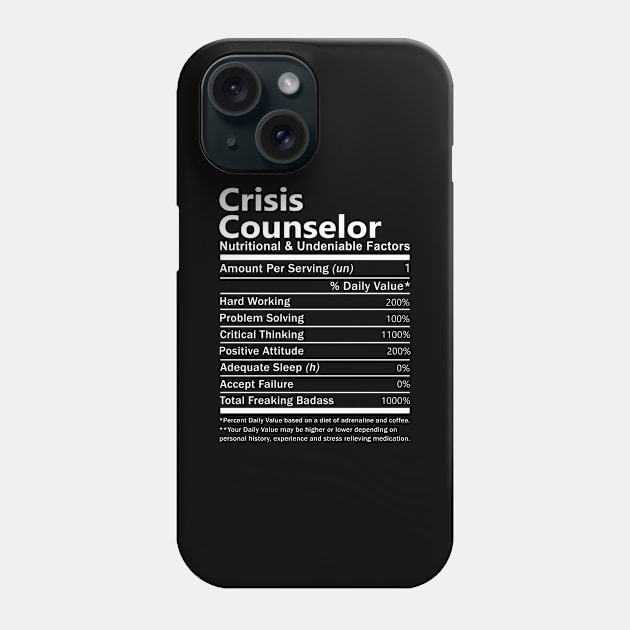 Crisis Counselor T Shirt - Nutritional and Undeniable Factors Gift Item Tee Phone Case by Ryalgi