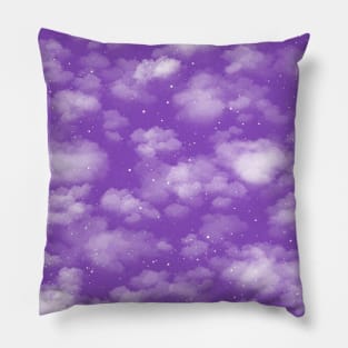 Snowy Winter Sky in Purple Pillow