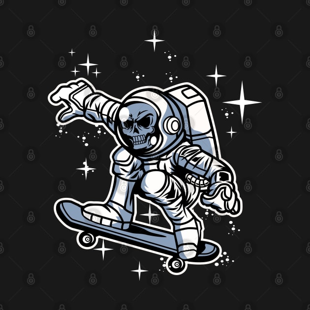 ASTRONAUT SKULL SKATEBOARD by beanbeardy