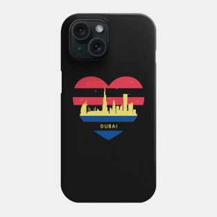 City Skyline cityscape Heart Shape Birds Flying Dubai Phone Case