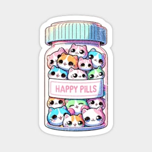 Cute Cat Happy Pills Bottle Kittens Kawaii Anime Magnet