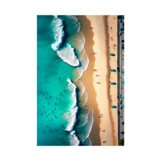 Aerial Beach View Painting style T-Shirt