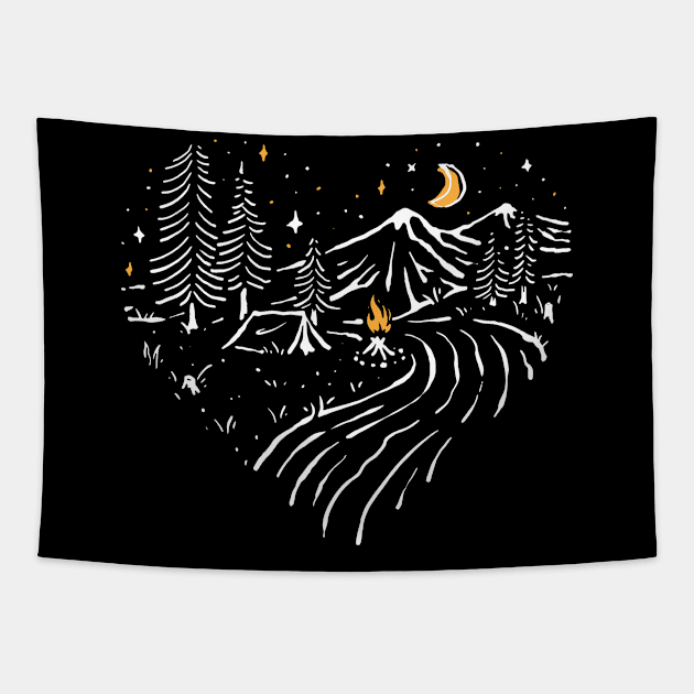 Camping in Love Tapestry by quilimo