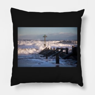 Winter Sunshine and a Stormy Sea Pillow