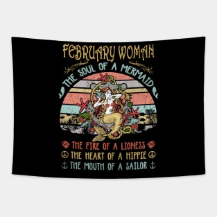 February Woman The Soul Of A Mermaid Vintage Birthday Gift Tapestry